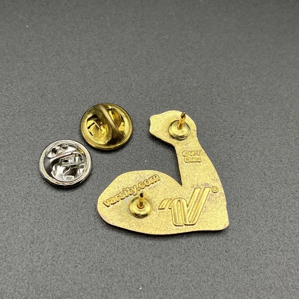 Varsity.com‎ Yellow Sparkly Emoji-Style Strong Arm Lapel Hat Pin